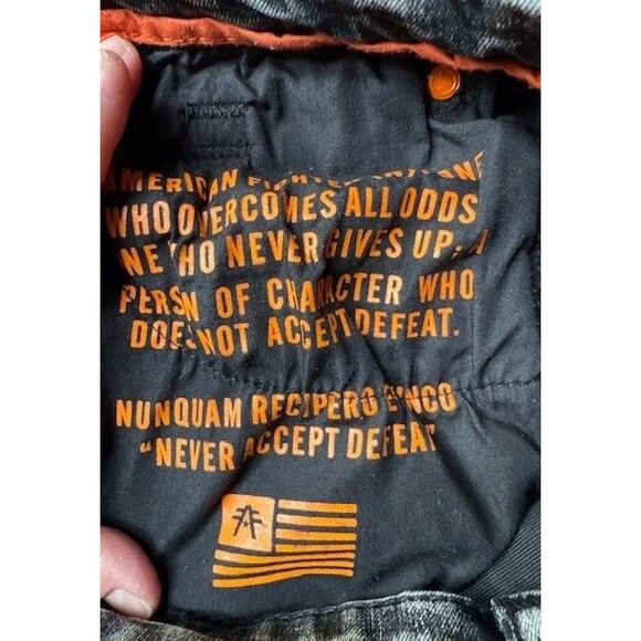 American Fighter Striker Jeans Mens 31 (31x33) Black Relaxed Straight Distressed - Picture 11 of 16